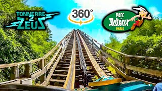 VR 360 Tonnerre 2 Zeus Roller Coaster On Ride Front Seat POV Parc Asterix 2023 08 17 [upl. by Allesiram]