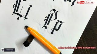 How to write letter P in calligraphy writing  alphabet P in fancy font chisel marker calligraphy [upl. by Brill954]