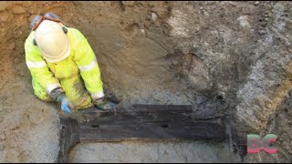 Rare Roman funerary bed discovered in London [upl. by Ineslta]