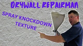 applying knockdown texture tutorial process of spraying knockdown texture using a hopper sprayer [upl. by Julia]