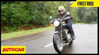 Triumph Bonneville T120  First Ride  Autocar India [upl. by Llerrah]