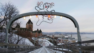 Dufferin Terrace Toboggan Slides in Quebec [upl. by Nylauqcaj]