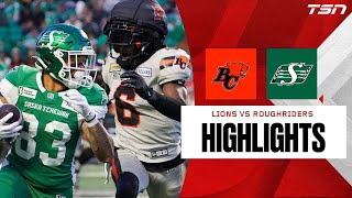 CFL WEEK 19 BC Lions vs Saskatchewan Roughriders FULL HIGHLIGHTS [upl. by Lednam611]