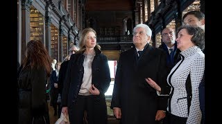 Mattarella visita la Mostra dedicata al Book of Kells e la Biblioteca del Trinity College [upl. by Molton]