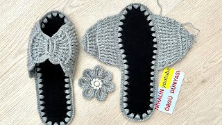 Çok güzel ve çok kolay lastik Terlik modeli yapımı keşfet handmade knitting [upl. by Auberta]