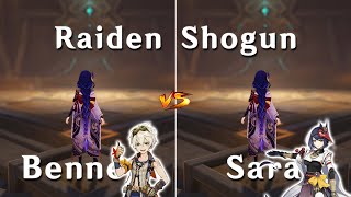 Bennett vs Kujou Sara Best support for Raiden  how much the difference DMG Comparison [upl. by Hayashi]