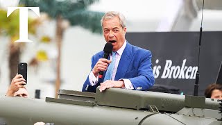 Nigel Farage arrives in armoured vehicle at Clacton rally [upl. by Hugo]