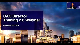 CAO Director Training 20 Webinar [upl. by Milewski]