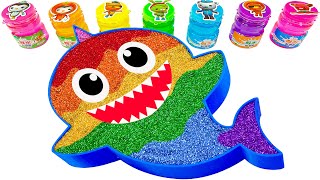 Satisfying Video l Mixing All My Slime Smoothie In Rainbow Baby Shark Bath Cutting ASMR  By YoYo [upl. by Inaluiak]