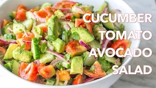 Salads Cucumber Tomato Avocado Salad Recipe  Natashas Kitchen [upl. by Lienhard]