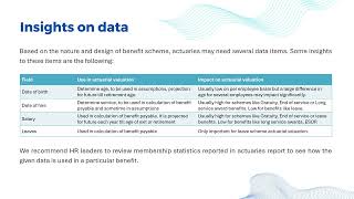 The role of HR in actuarial valuations for long term employee benefits [upl. by Yrram]