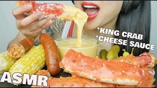 ASMR SEAFOOD  CHEESE FONDUE KING CRAB  SAUSAGE EATING SOUNDS NO TALKING  SASASMR [upl. by Nyret634]