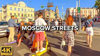 4K 🇷🇺 Moscow Streets ☀️ Hermitage Garden Petrovka Street Stoleshnikov Lane  June 2022 [upl. by Elephus]