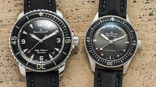 Two of the Most Legendary Dive Watches Blancpain Fifty Fathoms vs Fifty Fathoms Bathyscaphe [upl. by Mishaan512]