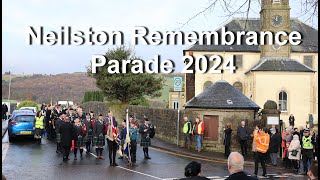 Neilston Scotland Remembrance Parade 2024 4K [upl. by Nillek368]