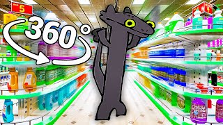 Toothless Dragon Dancing  Supermarket in 360° Video  VR  4K   Toothless Dancing Meme [upl. by Gambell413]