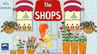 I NEGOZI IN INGLESE  THE SHOPS IN ENGLISH  ESL for childrenLearn the shops in english ESL kids [upl. by Brag]