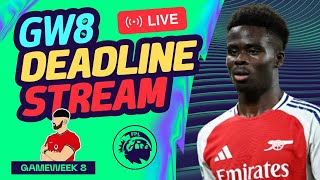 FPL GW8 DEADLINE STREAM  WILL SAKA START  WILDCARD ACTIVE  Fantasy Premier League Tips 202425 [upl. by Conti]