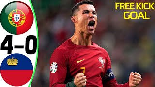 Portugal vs Liechtenstein 40  Goals amp Highlights 2023 💥 Cristiano Ronaldo Free Kick [upl. by Ahseuqram]