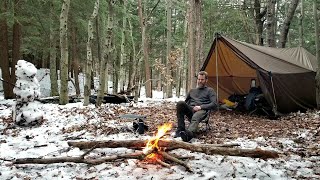 Winter Hot Tent Camping in Onetigris Tegimen  2 Nights Winter Camping in Nordhouse Dunes Michigan [upl. by Neumark]