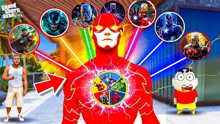 Flash Became Powerful Avenger Using Watch amp Save FranklinShinchan amp Avengers From Thanos In GTA 5 [upl. by Asylla]