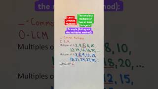 Least Common Multiple Example listing out the multiples method Shorts math [upl. by Angie]