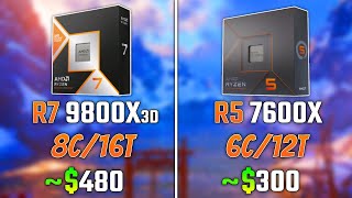 AMD RYZEN 7 9800X3D vs RYZEN 5 7600X  Test in 6 Games [upl. by Alyad]