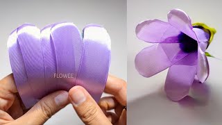 ribbon flowers easy  how to make Allamanda flowers  diy [upl. by Aimik]