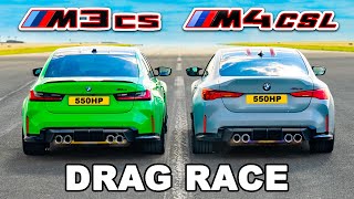 BMW M4 CSL v BMW M3 CS DRAG RACE [upl. by Lak]