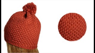 Tricotin  Bonnet point de lin  Linen stitch hat loom knitting [upl. by Lehcem810]