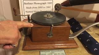 1895 gramophone by German American Emile Berliner with Aldo Mancusi at Enrico Caruso Museum [upl. by Brigitta]