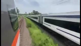 Synergetic Meeting Two VandeBharatExpress trains frm Kerala gracefully cross paths on parallel track [upl. by Yoj815]