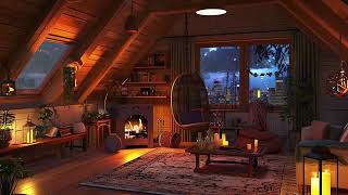 Serenity cabin atmosphere for 10 hours  Rain sounds amp crackling fire for insomnia and deep sleep [upl. by Ahsitak]