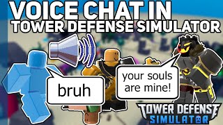 VOICE CHAT IN TOWER DEFENSE SIMULATOR Roblox [upl. by Nahtanoj]