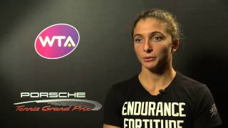 Interview Sara Errani ITA  Porsche Tennis Grand Prix 2014 [upl. by Yboc564]