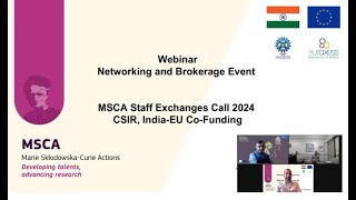 Webinar Networking and Brokerage Event  MSCA Staff Exchanges Call 2024 CSIR IndiaEU CoFunding [upl. by Anerdna294]