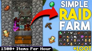 EASY Raid Farm in Minecraft Bedrock 119 1500 Items Per Hour Loot amp XP [upl. by Ruiz]