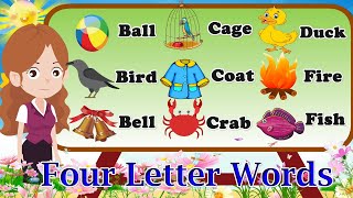 4 Letter Words  Four Letter English Words For Kindergarten  Phonics For Kids  CuddlesKidsTv [upl. by Ajiram]