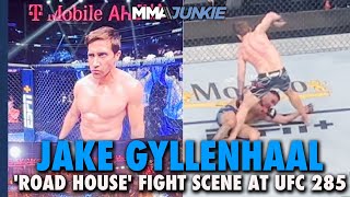 Jake Gyllenhaal Scores BRUTAL Knockout In Road House Fight Scene  UFC 285 [upl. by Ahsekal151]