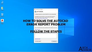 HOW TO SOLVE AUTOCAD ERROR REPORT PROBLEM [upl. by Lathan]