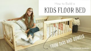 How to Build a Kids Floor BedFrom Dowels and 2x4s [upl. by Ermin594]