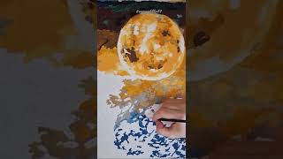 Painting the moonset 🌕 PART 5 shorts art painting gouache moon moonset [upl. by Ahtnams]