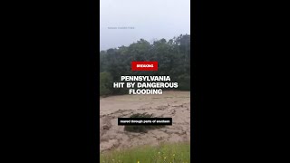 Hurricanes rain brings dangerous flash flooding in Pennsylvania [upl. by Nasar]