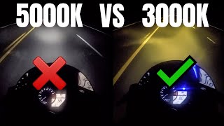 BEST HEADLIGHTS AT NIGHT  5000K VS 3000K HID BULBS on MOTORCYCLE  Yamaha R1 Raw On Board Footage [upl. by Anoyi]