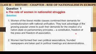 Q1 E The role of women in nationalist struggles  Rise of Nationalism in Europe [upl. by Enylhsa]