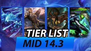 TIER LIST PARCHE 143 LOL 2024  MEJORES CAMPEONES MID del META ACTUAL S14  GUÍA LOL lol [upl. by Adehsor551]