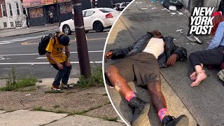 Shocking video shows zombielike addicts at ‘ground zero’ of Philadelphia’s ‘tranq’ epidemic [upl. by Saibot]