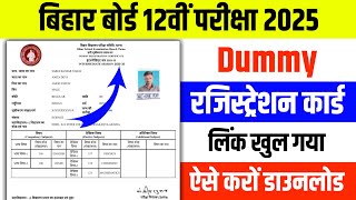 Bihar Board Inter Dummy Registration Card Download Kaise kare 2025  12th Dummy Registration Card [upl. by Gow]