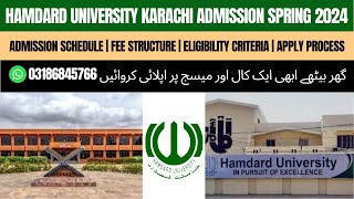 Hamdard University Karachi Admission Spring 2024  Fee Structure  Eligibility Criteria [upl. by Johannah]