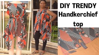 DIY TRENDY Simple HANDKERCHIEF Top Flare Top step by step [upl. by Wendalyn]